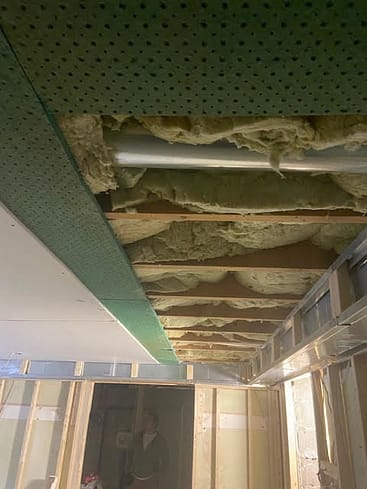 Basement ceiling in costruction 2 Ceiling done by a soundproofing contractor