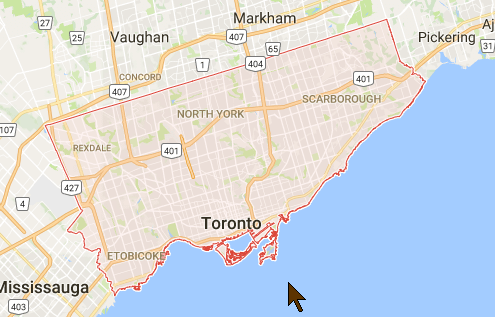 map Servicing Toronto and GTA