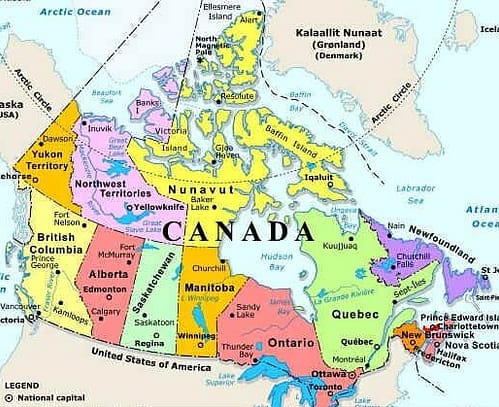 Map fo Canada Acoustical advisor Canada