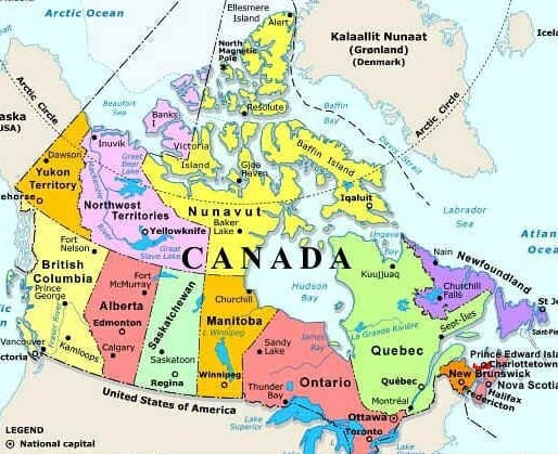 Map fo Canada Acoustical advisor Canada